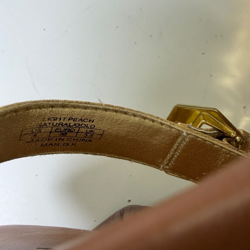 Stuart Weitzman Metallic Gold‎ Wedge Sandals Buckle Straps Size 4 US 36 Euro - Picture 9 of 10